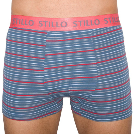 Herren Klassische Boxershorts Stillo grau mit roten Streifen (STP-010)