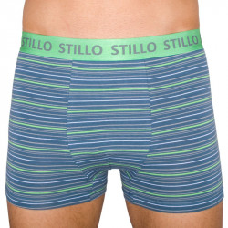Herren klassische Boxershorts Stillo grau mit grünen Streifen (STP-010)