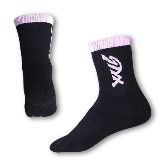 Socken Styx klassisch schwarz mit rosa Schriftzug (H224)