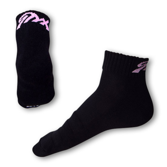 Socken Styx Passform schwarz mit rosa Schriftzug (H234)
