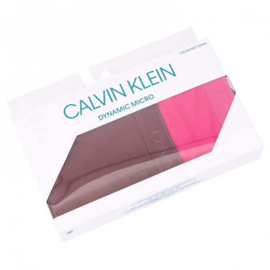 2PACK Damen Tangas Calvin Klein mehrfarbig (QD3695E-TMU)