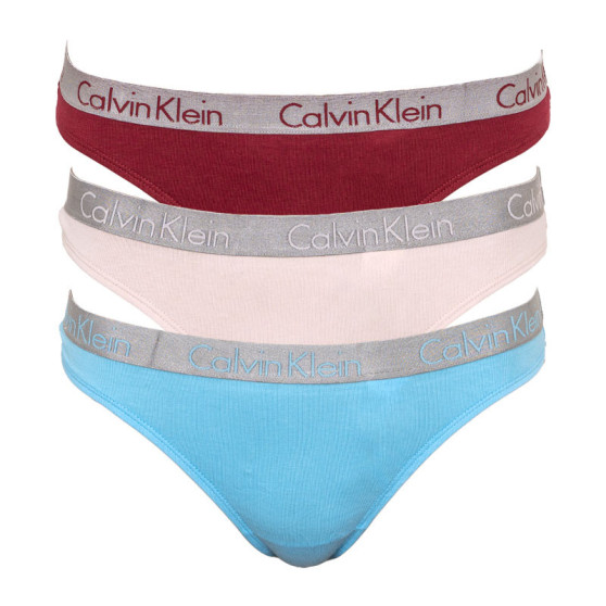 3PACK Damen Tangas Calvin Klein mehrfarbig (QD3590E-RJV)