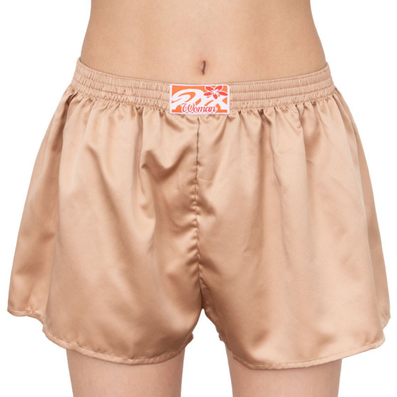 Damen Boxershorts Styx satin Klassischer elastisch braun (L600)