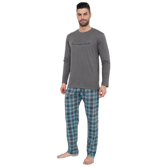 Schlafanzug für Männer Gino grau blau (79075)