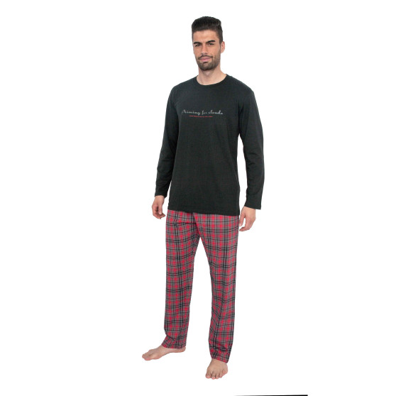 Schlafanzug für Männer Gino grau rot (79075)