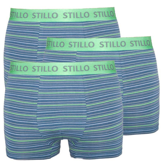 3PACK Herren Klassische Boxershorts Stillo grau mit grünen Streifen (STP-0101010)