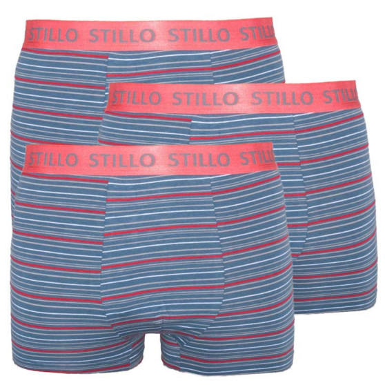 3PACK Herren Klassische Boxershorts Stillo grau mit roten Streifen (STP-0101010)