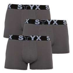 3PACK Herren Klassische Boxershorts Styx Sport elastisch übergroß dunkelgrau (R10636363)