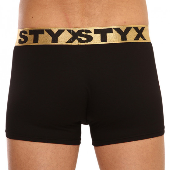 Herren klassische Boxershorts Styx / KTV sportlicher Gummizug schwarz – goldener Gummibund (GTZ960)