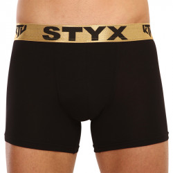 Herren klassische Boxershorts Styx / KTV long sportlicher Gummizug schwarz – goldener Gummibund (UTZ960)