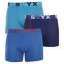 3PACK Herren klassische Boxershorts Styx long sportlicher Gummizug blau (U9676869)