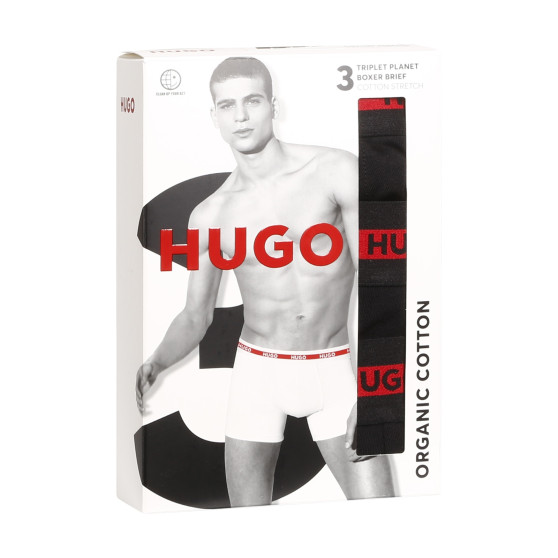 3PACK Herren Klassische Boxershorts HUGO schwarz (50496713 002)