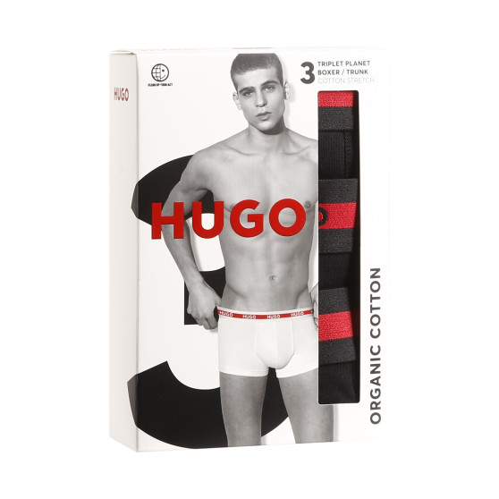 3PACK Herren Klassische Boxershorts HUGO schwarz (50492375 002)