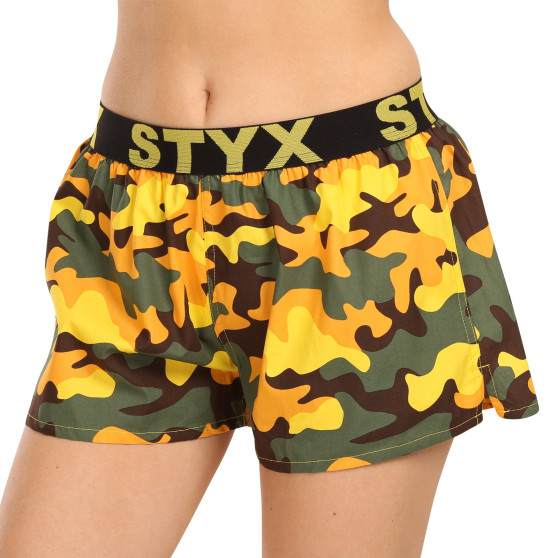 Damen Shorts Styx Kunst Sport Gummi Camouflage gelb (T1559)