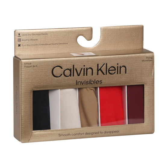 5PACK Damen-Tanga Calvin Klein nahtlos mehrfarbig (QD5147E-HW1)