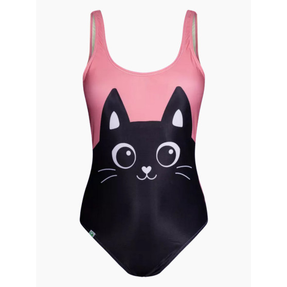 Fröhlicher einteiliger Badeanzug für Frauen Dedoles Schwarzes Kätzchen (D-W-SCL-S-OPS-C-1209)