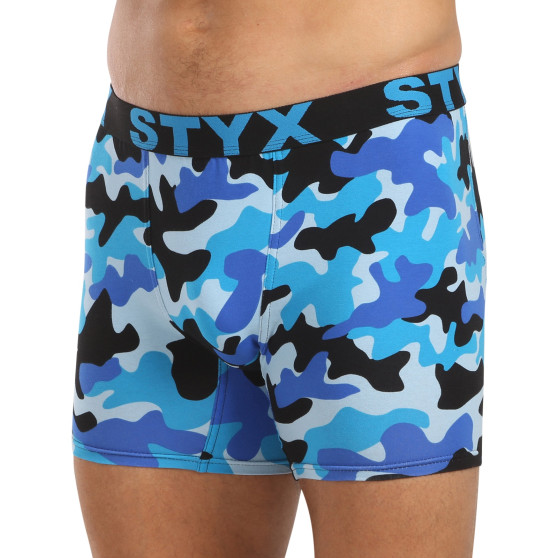 Styx Herren Boxershorts lang Kunst Sport Gummi Camouflage blau (UN1850)